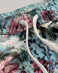 Blythe Drawstring Swim Shorts, Bloom Vintage Print Elasticated Swim short Riz Boardshorts 