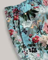 Blythe Drawstring Swim Shorts, Bloom Vintage Print Elasticated Swim short Riz Boardshorts 