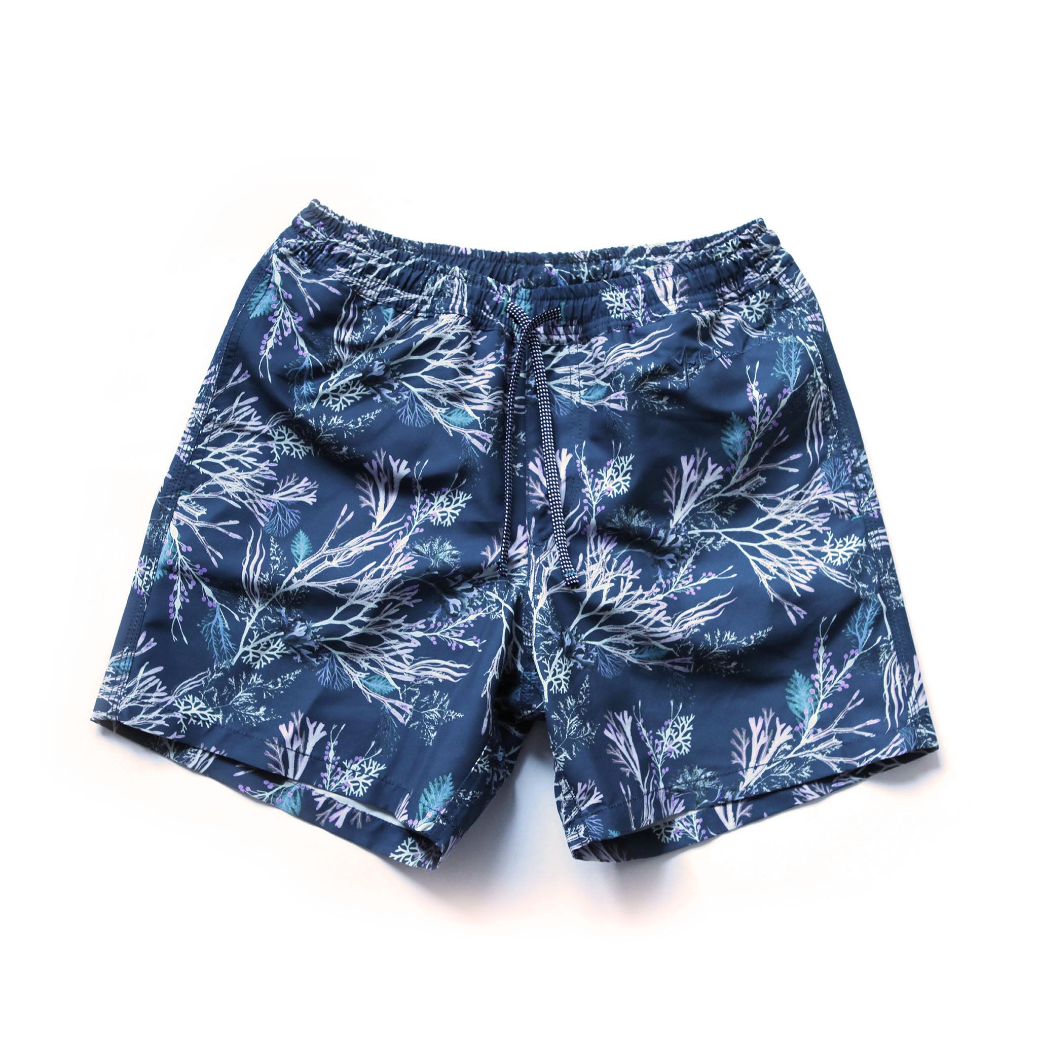 Blythe Drawstring Swim Shorts, Seaweed Print Elasticated Swim short Riz Boardshorts 