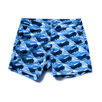 Buckler Short-Length Tailored Swim Shorts, Waves Royal Print Short Tailored Swim short Riz Boardshorts 