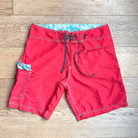 Grade-2 Plain Red print, size 31 Long Boardshort Riz Boardshorts 